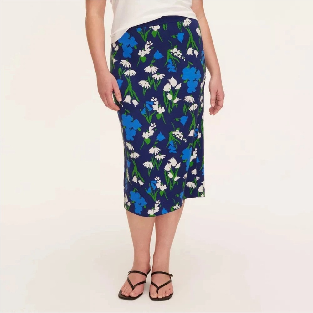 XL - Kate Spade X target Blue and Green Floral midi sweater skirt